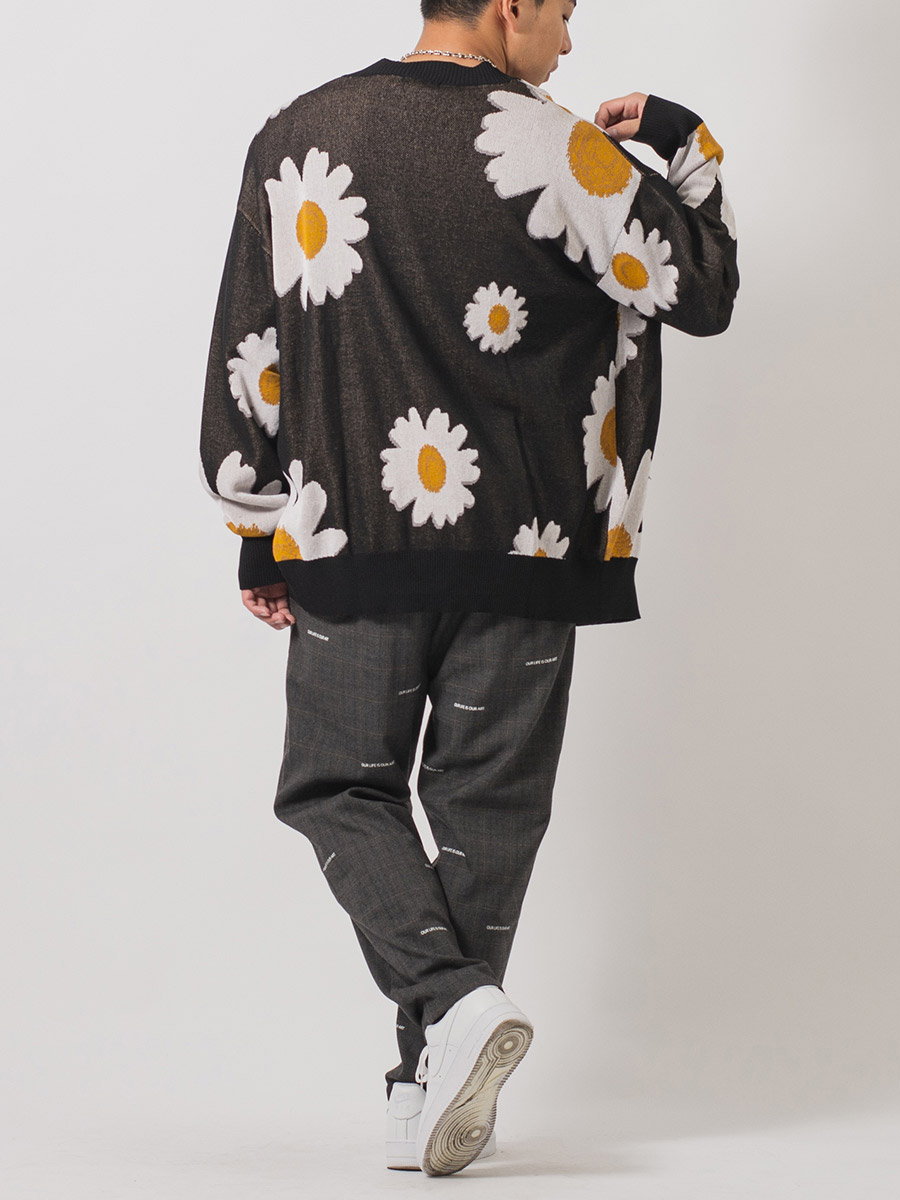 総柄ビッグニットカーディガン メンズ ビッグシルエット オーバーサイズ ストリート系 韓国ファッション 韓国系 RE730 セブンサーティー | RE730 | 11