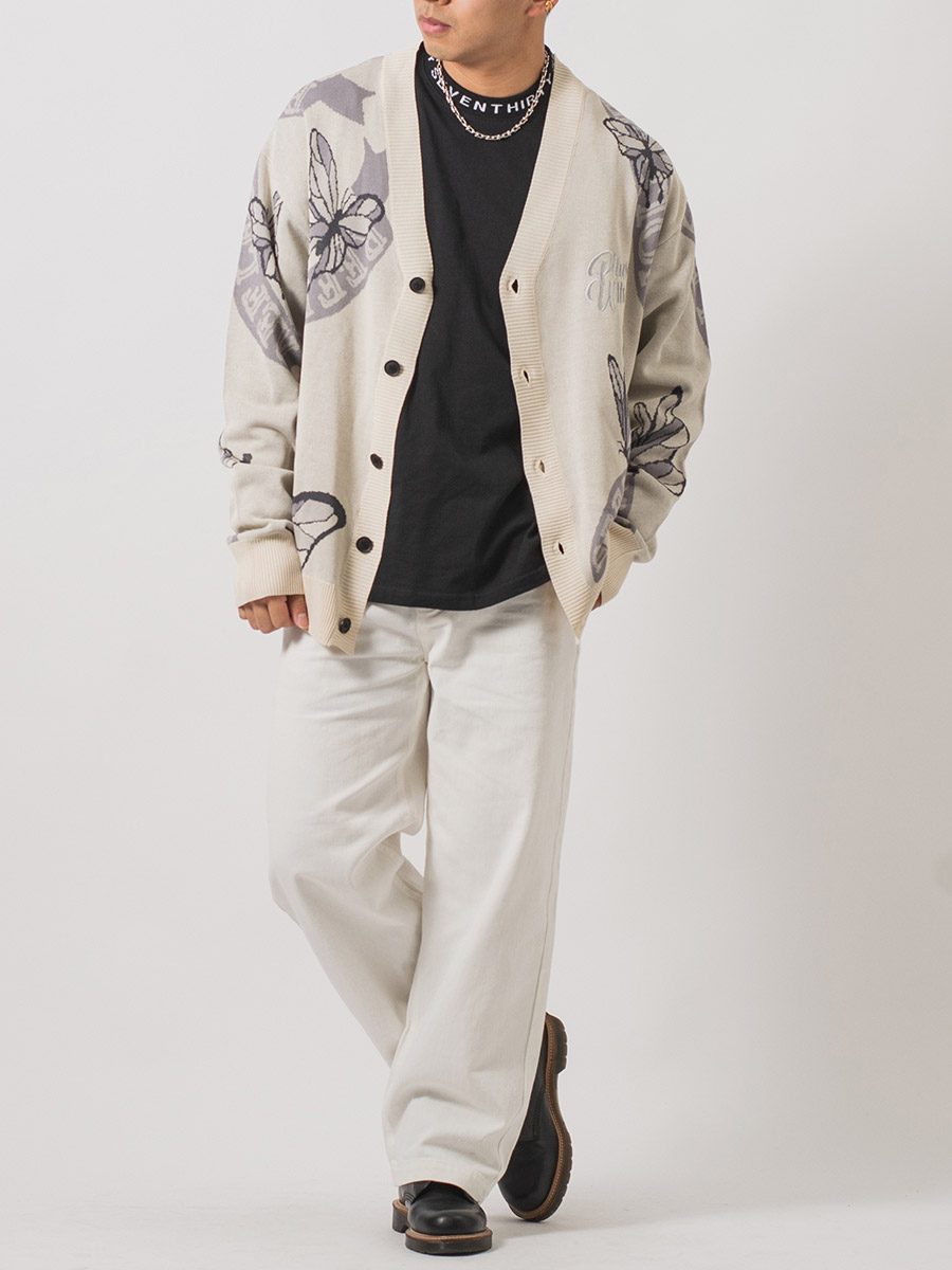 総柄ビッグニットカーディガン メンズ ビッグシルエット オーバーサイズ ストリート系 韓国ファッション 韓国系 RE730 セブンサーティー | RE730 | 12