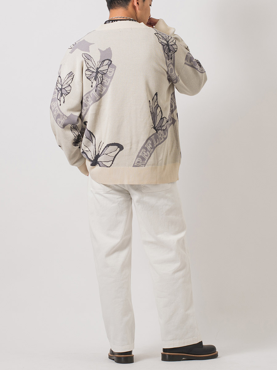 総柄ビッグニットカーディガン メンズ ビッグシルエット オーバーサイズ ストリート系 韓国ファッション 韓国系 RE730 セブンサーティー | RE730 | 13