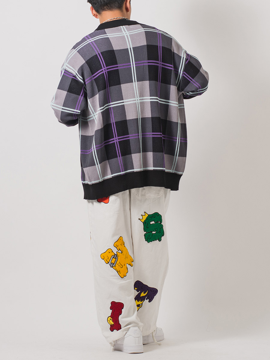 総柄ビッグニットカーディガン メンズ ビッグシルエット オーバーサイズ ストリート系 韓国ファッション 韓国系 RE730 セブンサーティー | RE730 | 15