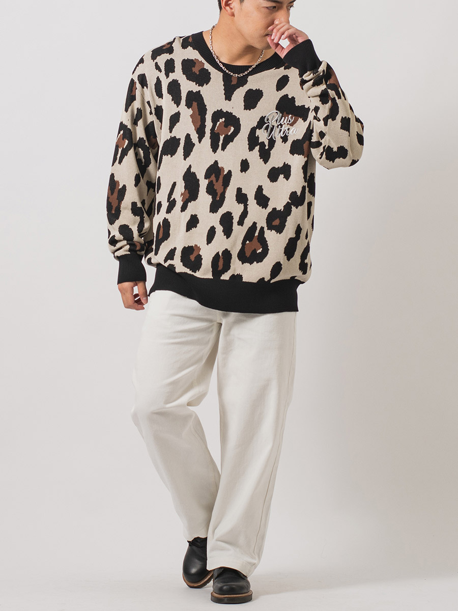 総柄ビッグクルーセーター メンズ ビッグシルエット オーバーサイズ ストリート系 韓国ファッション 韓国系 RE730 セブンサーティー | RE730 | 07