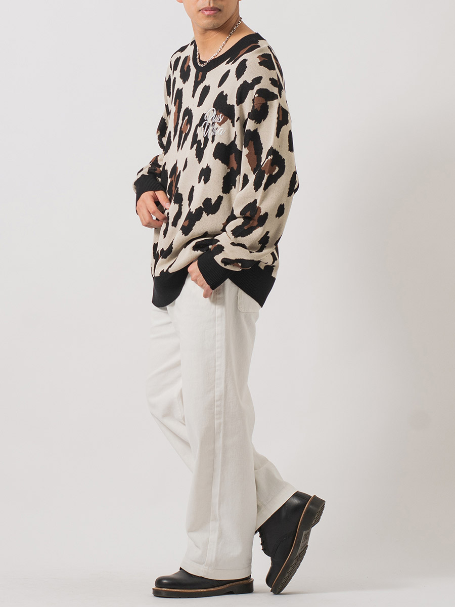 総柄ビッグクルーセーター メンズ ビッグシルエット オーバーサイズ ストリート系 韓国ファッション 韓国系 RE730 セブンサーティー | RE730 | 08