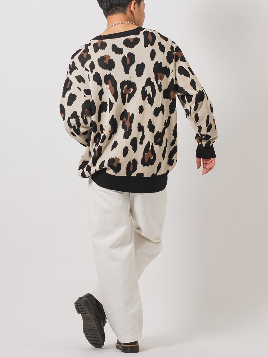 総柄ビッグクルーセーター メンズ ビッグシルエット オーバーサイズ ストリート系 韓国ファッション 韓国系 RE730 セブンサーティー | RE730 | 09