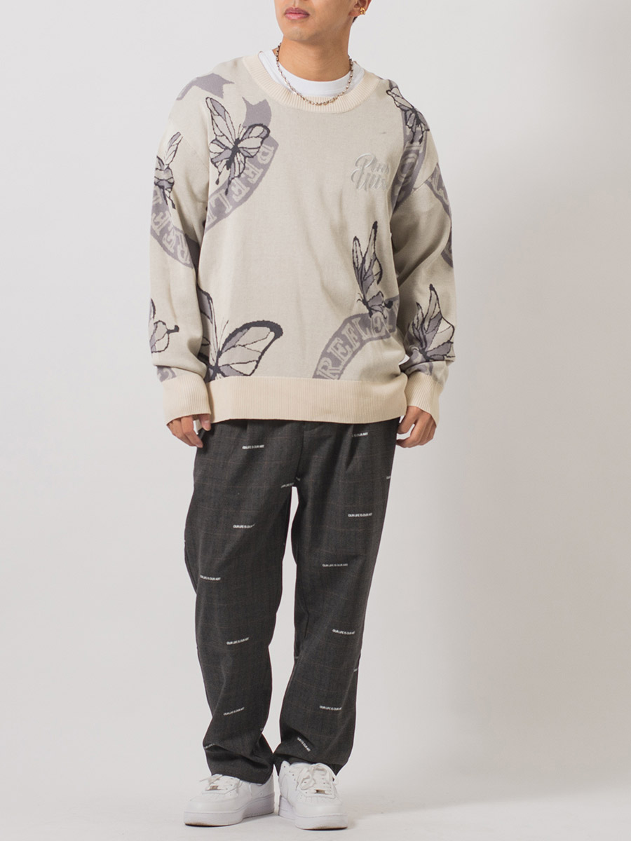 総柄ビッグクルーセーター メンズ ビッグシルエット オーバーサイズ ストリート系 韓国ファッション 韓国系 RE730 セブンサーティー | RE730 | 20