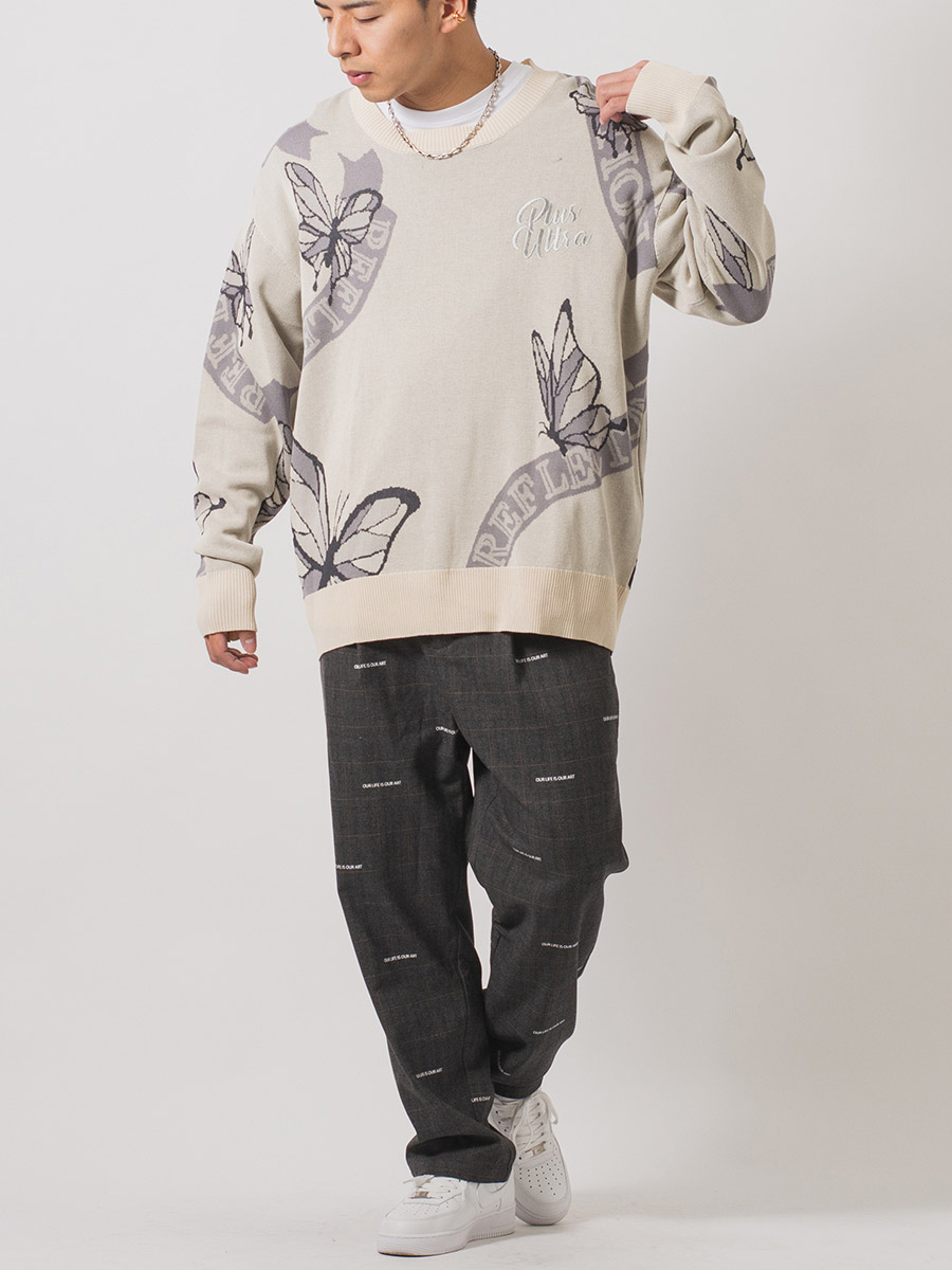 総柄ビッグクルーセーター メンズ ビッグシルエット オーバーサイズ ストリート系 韓国ファッション 韓国系 RE730 セブンサーティー | RE730 | 21