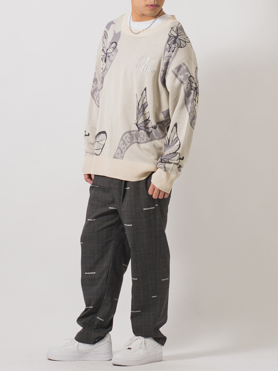 総柄ビッグクルーセーター メンズ ビッグシルエット オーバーサイズ ストリート系 韓国ファッション 韓国系 RE730 セブンサーティー | RE730 | 22