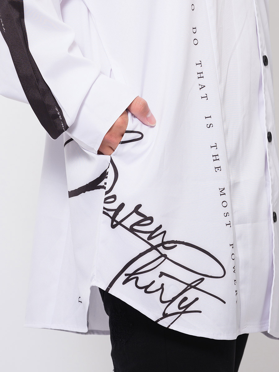 テープデザインドルマンシャツ メンズ ビッグシルエット オーバーサイズ ストリート系 韓国ファッション 韓国系 RE730 セブンサーティー | RE730 | 17