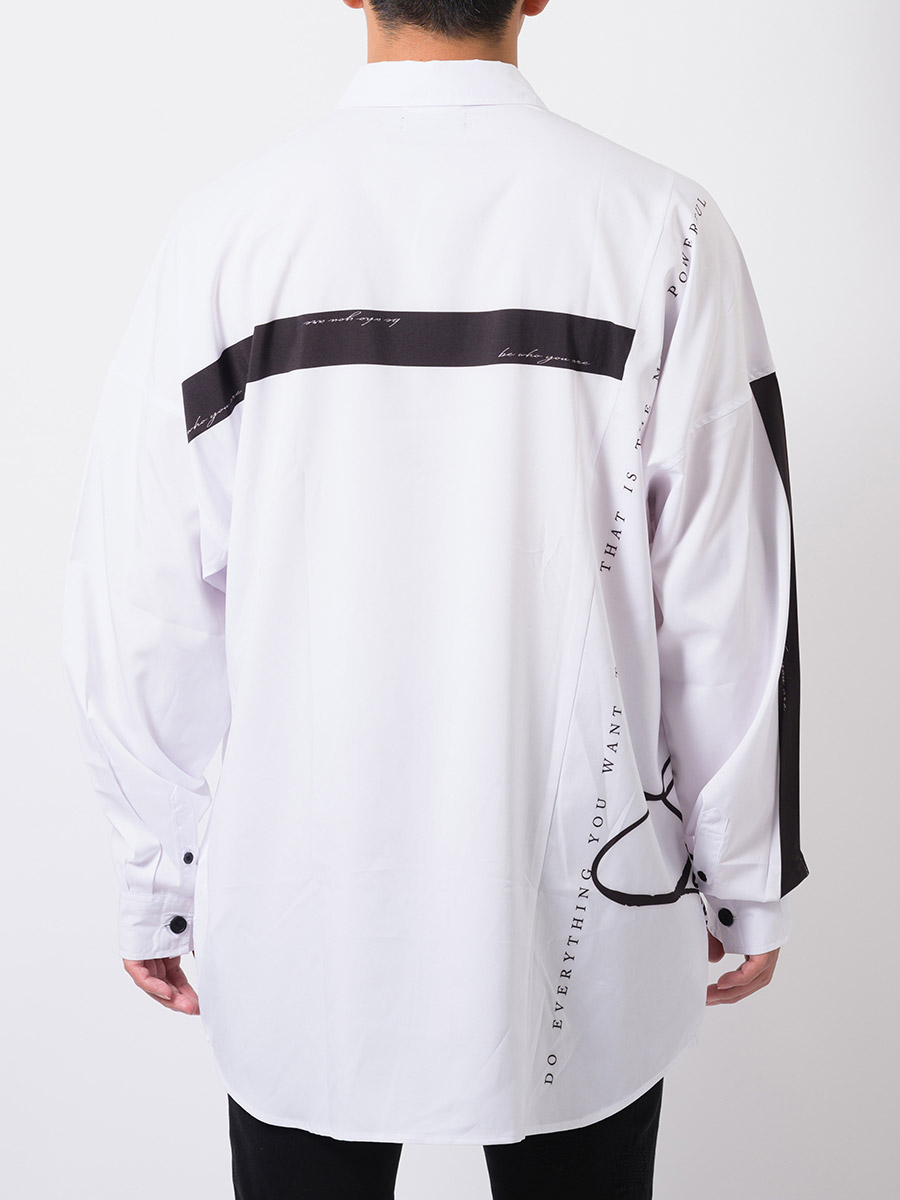 テープデザインドルマンシャツ メンズ ビッグシルエット オーバーサイズ ストリート系 韓国ファッション 韓国系 RE730 セブンサーティー | RE730 | 18