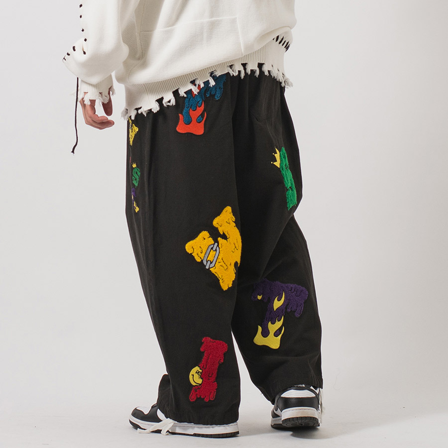 サガラワッペンバルーンパンツ ワイドパンツ メンズ ストリート系 韓国ファッション 韓国系 RE730 セブンサーティー | RE730 | 03