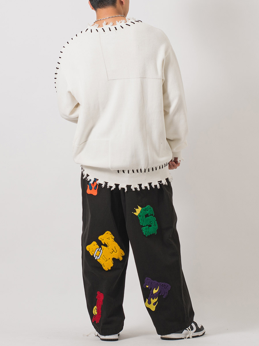 サガラワッペンバルーンパンツ ワイドパンツ メンズ ストリート系 韓国ファッション 韓国系 RE730 セブンサーティー | RE730 | 11