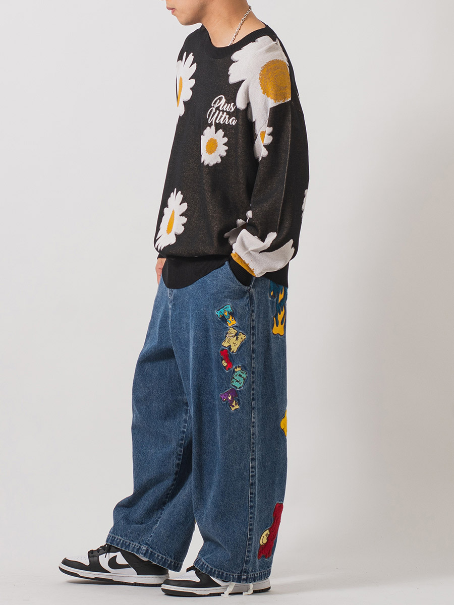 サガラワッペンバルーンパンツ ワイドパンツ メンズ ストリート系 韓国ファッション 韓国系 RE730 セブンサーティー | RE730 | 13