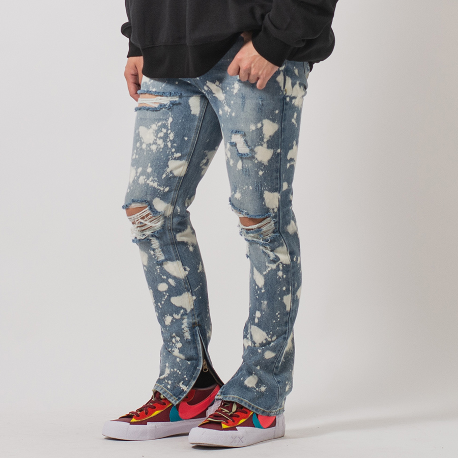 クラッシュブリーチスリムパンツ メンズ ストリート系 韓国ファッション 韓国系 RE730 セブンサーティー | RE730 | 02