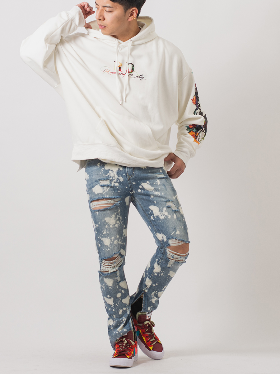 クラッシュブリーチスリムパンツ メンズ ストリート系 韓国ファッション 韓国系 RE730 セブンサーティー | RE730 | 09