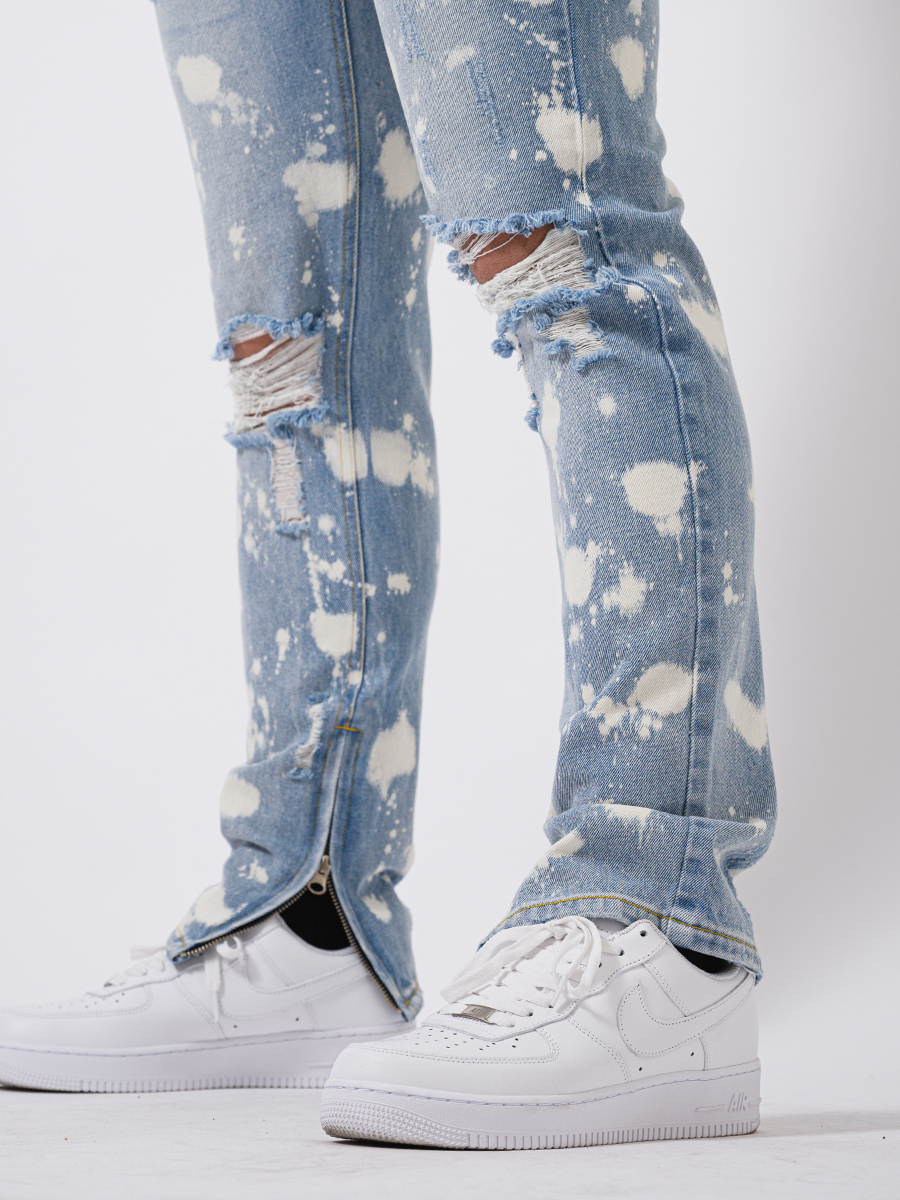 クラッシュブリーチスリムパンツ メンズ ストリート系 韓国ファッション 韓国系 RE730 セブンサーティー | RE730 | 18