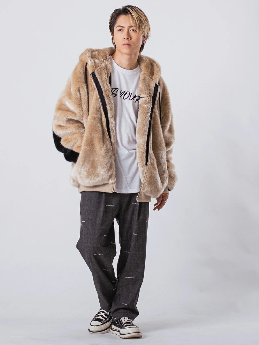 ファー パーカー ジャケット メンズ ビッグシルエット ストリート 韓国ファッション ホワイト ピンク ブラック ワイン グレー他  白 黒 赤 M L XL | RE730 | 09