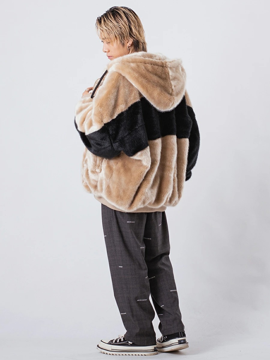 ファー パーカー ジャケット メンズ ビッグシルエット ストリート 韓国ファッション ホワイト ピンク ブラック ワイン グレー他  白 黒 赤 M L XL | RE730 | 10