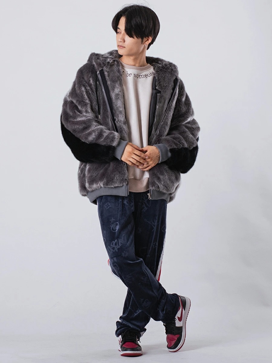 ファー パーカー ジャケット メンズ ビッグシルエット ストリート 韓国ファッション ホワイト ピンク ブラック ワイン グレー他  白 黒 赤 M L XL | RE730 | 11