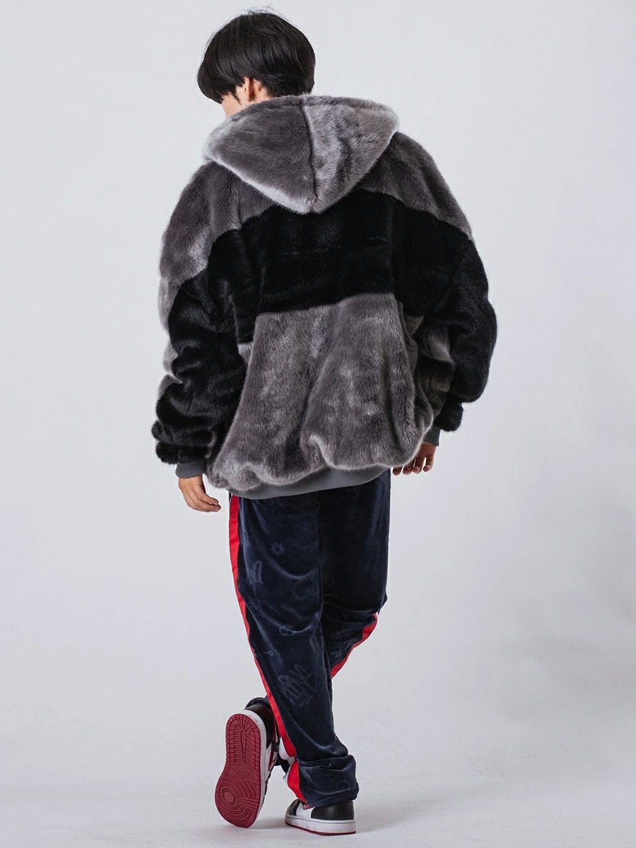 ファー パーカー ジャケット メンズ ビッグシルエット ストリート 韓国ファッション ホワイト ピンク ブラック ワイン グレー他  白 黒 赤 M L XL | RE730 | 12