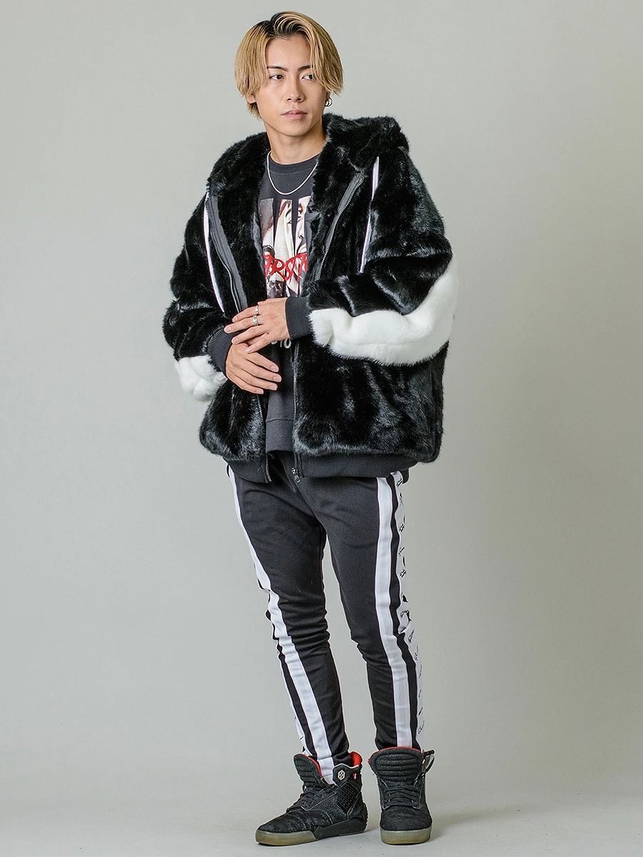 ファー パーカー ジャケット メンズ ビッグシルエット ストリート 韓国ファッション ホワイト ピンク ブラック ワイン グレー他  白 黒 赤 M L XL | RE730 | 17