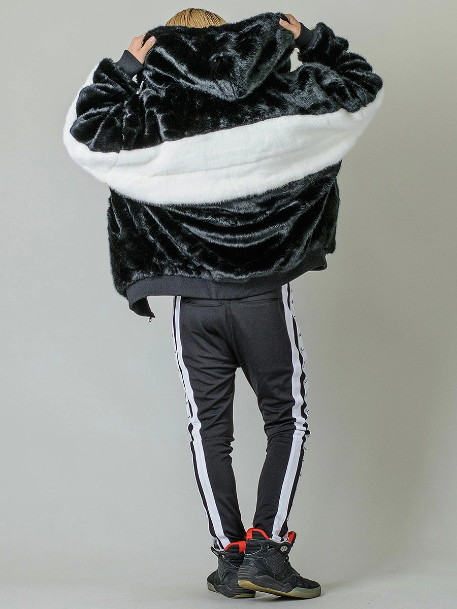 ファー パーカー ジャケット メンズ ビッグシルエット ストリート 韓国ファッション ホワイト ピンク ブラック ワイン グレー他  白 黒 赤 M L XL | RE730 | 18