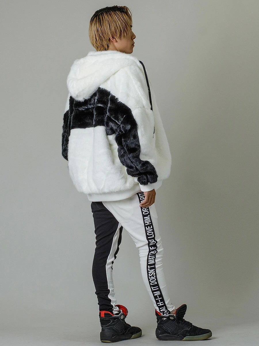 ファー パーカー ジャケット メンズ ビッグシルエット ストリート 韓国ファッション ホワイト ピンク ブラック ワイン グレー他  白 黒 赤 M L XL | RE730 | 20