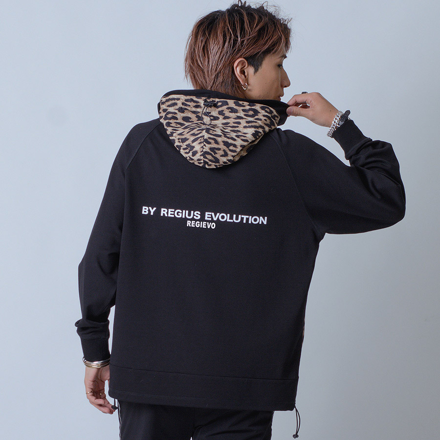 パーカー メンズ 春 秋 白 黒 プルオーバー ホワイト ブラック ベージュ M L XL ヒョウ ラグラン ダブルフード REGIEVO レジエボ | REGIEVO | 04