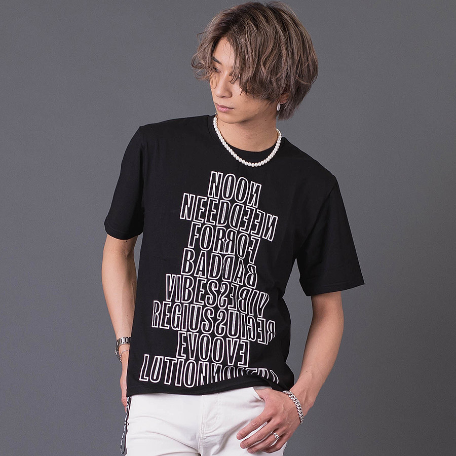 ロゴプリントTシャツ メンズ 春 夏 秋 フィット ストレッチ性 ホワイト パープル ブラック 白 紫 黒 S M L XL REGIEVO レジエボ | REGIEVO | 03