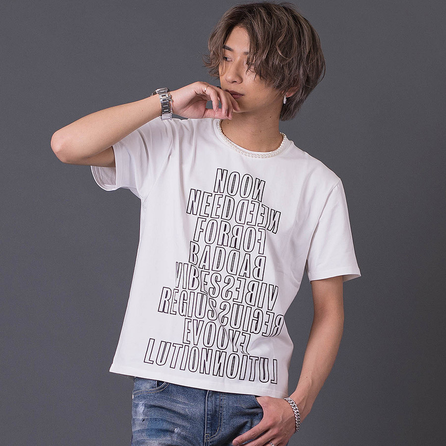 ロゴプリントTシャツ メンズ 春 夏 秋 フィット ストレッチ性 ホワイト パープル ブラック 白 紫 黒 S M L XL REGIEVO レジエボ | REGIEVO | 01