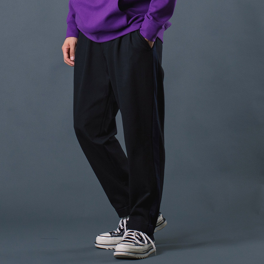 サイドラインイージースラックス メンズ 春 秋 冬 ゆったりシルエット カジュアル 無地 シンプル テーパードパンツ M L XL REGIEVO レジエボ | REGIEVO | 02