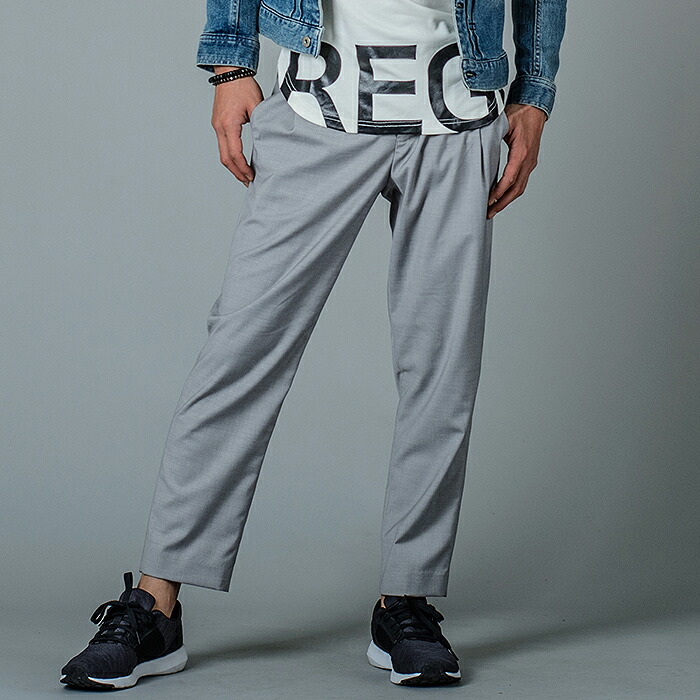 スラックス メンズ テーパード ワイド 春夏 秋冬 黒 グレー ブラック 29 30 31 S M L チェック 9分丈 アンクルパンツ ツータック シャーリング REGIEVO 95104 | REGIEVO | 01