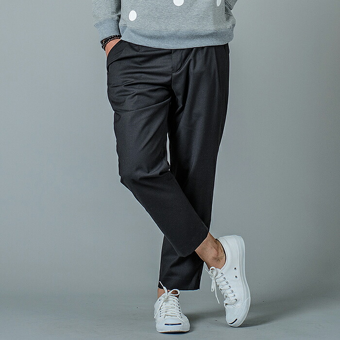 スラックス メンズ テーパード ワイド 春夏 秋冬 黒 グレー ブラック 29 30 31 S M L チェック 9分丈 アンクルパンツ ツータック シャーリング REGIEVO 95104 | REGIEVO | 02