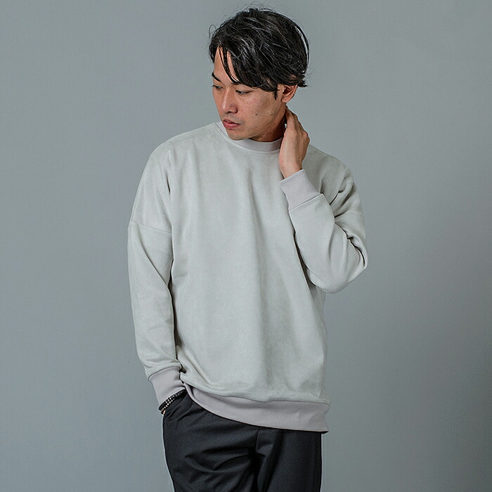 トレーナー メンズ ビッグシルエット 無地 グレー ピンク ブラック 黒 M L XL 2L LL 秋冬 春 スウェード REGIEVO レジエボ hk エイチケー 95122 | REGIEVO | 01