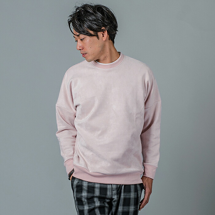 トレーナー メンズ ビッグシルエット 無地 グレー ピンク ブラック 黒 M L XL 2L LL 秋冬 春 スウェード REGIEVO レジエボ hk エイチケー 95122 | REGIEVO | 02