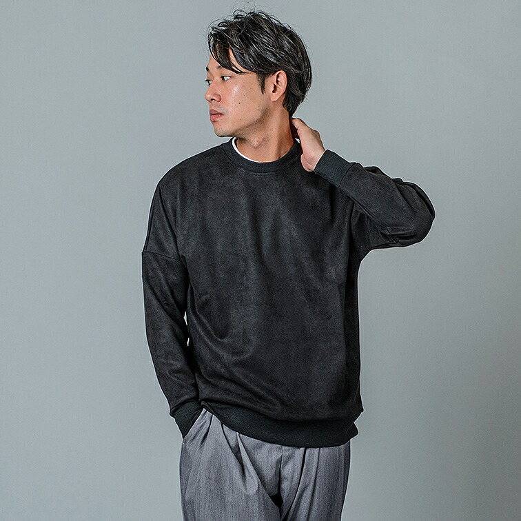 トレーナー メンズ ビッグシルエット 無地 グレー ピンク ブラック 黒 M L XL 2L LL 秋冬 春 スウェード REGIEVO レジエボ hk エイチケー 95122 | REGIEVO | 03