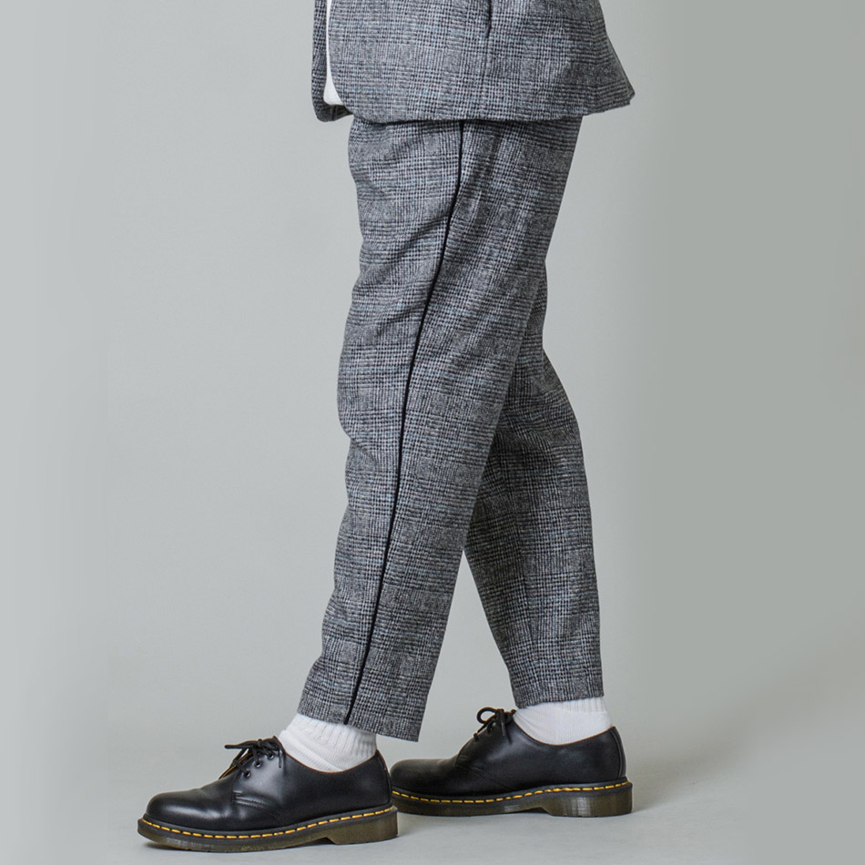 スラックス メンズ テーパード 春夏 秋冬 黒 ベージュ グレー ブラック 29 30 31 32 S M L XL 2L 9分丈 アンクルパンツ 2タック グレンチェック REGIEVO 95503 | REGIEVO | 02