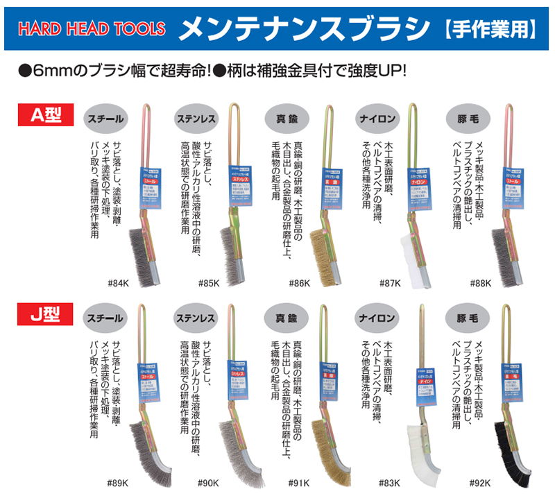 H&H 真鍮ブラシ 真鍮 メンテナンスブラシ A型 幅6mm 細い 研磨 ブラシ