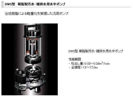 水中ポンプ 200V エバラポンプ 自動 汚水用 排水ポンプ 50DWSA5.75B