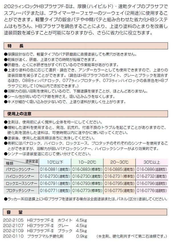 在庫再入荷】 ロックペイント 202-2107 HBプラサフF.II（グレー） 主剤