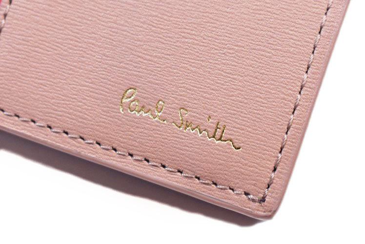 【新品】 ポールスミス✨センターストライプ ３つ折り財布 ピンクベージュ Paul Smith 財布 レディース ポールスミス ミニ財布 二つ折り