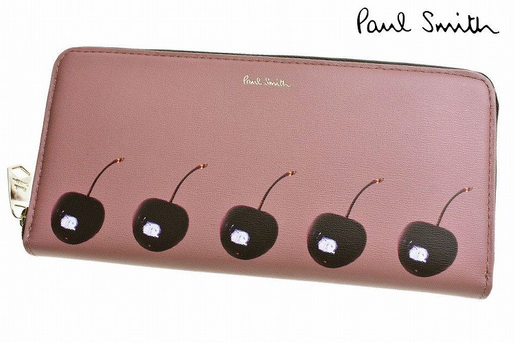 新品箱付【ポールスミス】スティルライフブルーム チェリー ラウンドジップ長財布 Paul Smith（ポール・スミス） 訳有 長財布 レディース スティルライフ