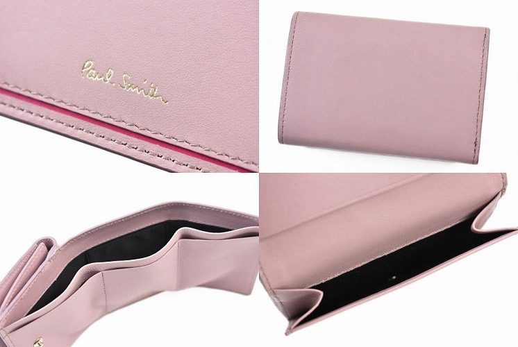 新品　ポールスミス　スワールカラーライン　三つ折り財布　ピンク ポールスミス 財布 三つ折り財布 がま口財布 ピンク Paul Smith kpw042