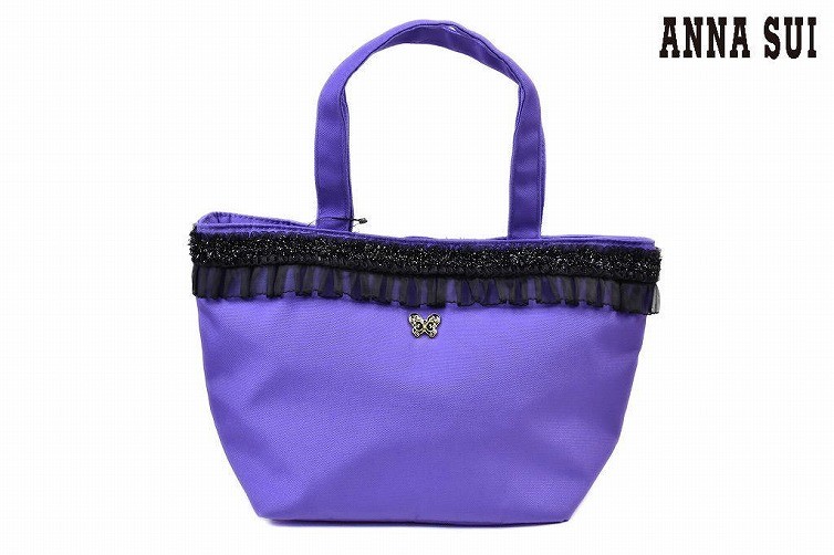 ANNASUIアナスイ花柄マーガレットレースハンドバッグ鞄 ANNA SUI(アナスイ) ハンドバッグ - 黒×グレー×マルチ 花柄