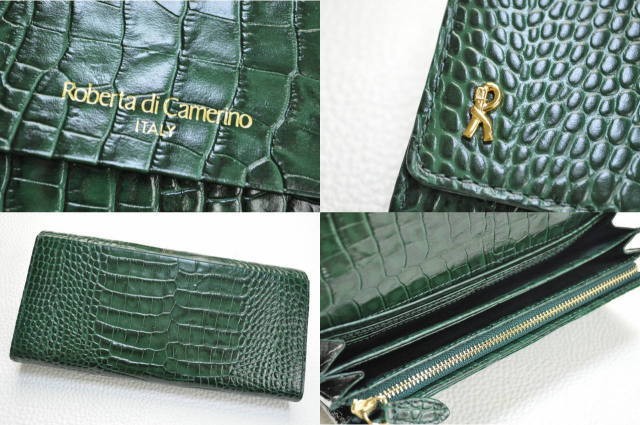 ROBERTA DI CAMERINO 長財布 レディース 牛革 クロコ型押し