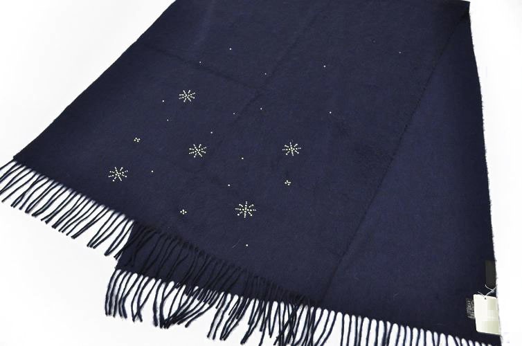 ANTEPRIMA（アンテプリマ） スワロフスキー カシミヤ混 マフラー 紺