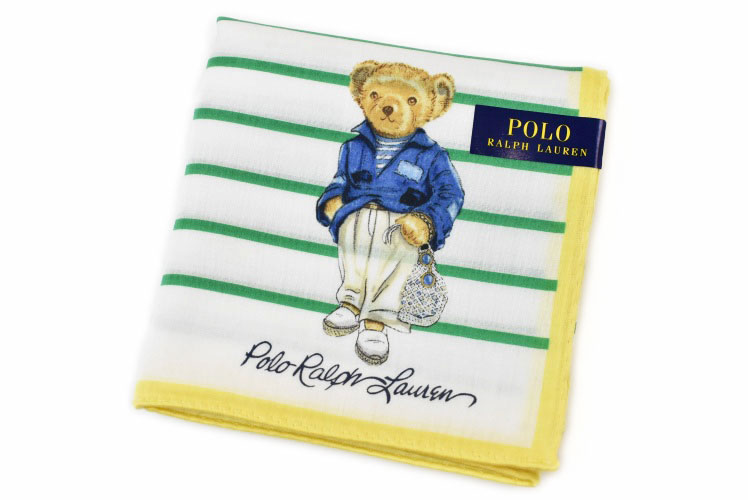 な7 超美品　ラルフローレン　Ralph Lauren クマ柄 ハンカチ シェニール ポロベア #129a ピンク – INTERMODE KAWABE