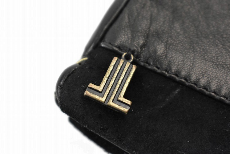 348新品LANVIN COLLECTION羊革レディースベルトロゴ手袋黒日本製 348新品LANVIN COLLECTION羊革レディースベルトロゴ手袋黒日本製
