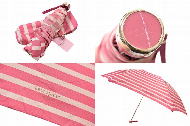 ✨【美品】ケイトスペードニューヨーク ネコミミ付き 長傘 黒×ピンク✨ kate spade NEW YORK ケイトスペード ニューヨーク 雨傘