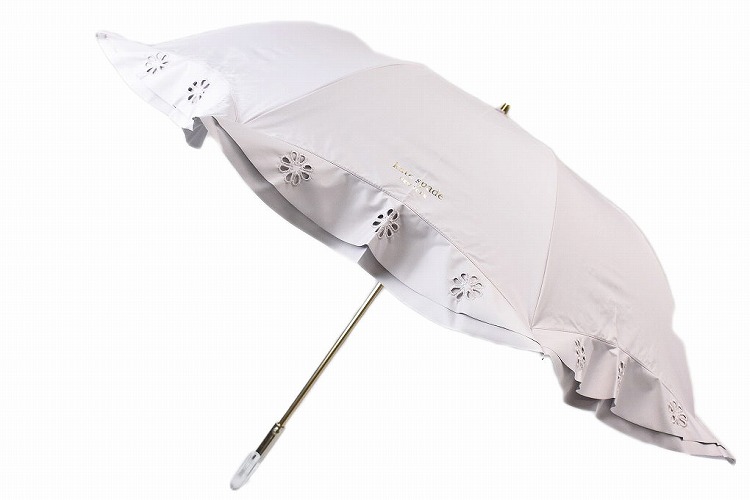 ケイト スペード ニューヨーク 日傘 折りたたみ レディース ブランド フリル 刺繍 ライトパープルピンク 50cm 女性 婦人 UV 晴雨兼用