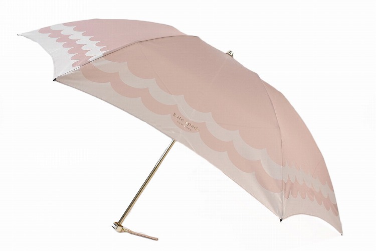 ケイト スペード ニューヨーク 雨傘 折りたたみ 傘 レディース ブランド フリル ピンクベージュ 55cm 女性 婦人