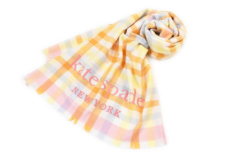 【お値段ご相談ください】kate spade オレンジ カシミヤ マフラー kate spade NEW YORK ストール カシミヤストール ケイト